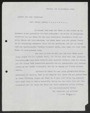 Brief von Paul Eipper an Gerhart Hauptmann
