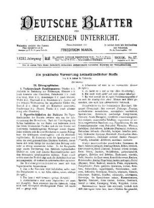 Die praktische Verwertung heimatkundlicher Stoffe : (Fortsetzung)