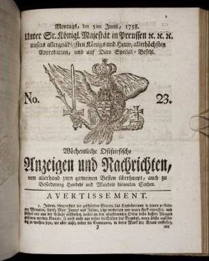 No. 23. Montags, den 5ten Junii, 1758.