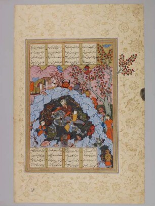 Illustration: Rustam kämpft mit dem weißen Dīv