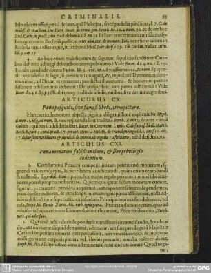 Articulus CX. Paena pasquilli, sive famosi libelli, item picturae