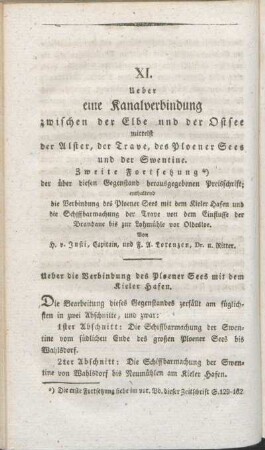 Ueber die Verbindung des Ploener Sees mit dem Kieler Hafen.