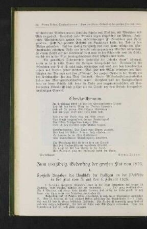 Zum 100 jährig. Gedenktag der großen Flut von 1825