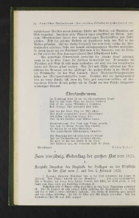 Zum 100 jährig. Gedenktag der großen Flut von 1825