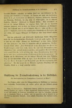 Einführung der Decimalbruchrechnung in der Volksschule : ein Konferenzvortrag