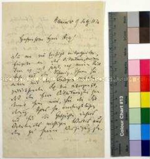 Brief des Abgeordneten Rudolf von Bennigsen an Bibliotheksrat Dr. Böttger