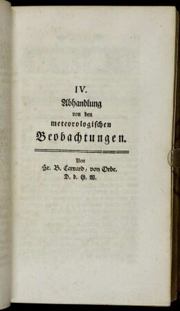 IV. Abhandlung von den meteorologischen Beobachtungen