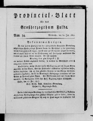Num. 34, Ausgabe vom 30. Juli 1817