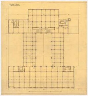 Warenhaus Wertheim, Leipziger Straße, Berlin 1. Bauabschnitt: Grundriss 1.OG, 1:100