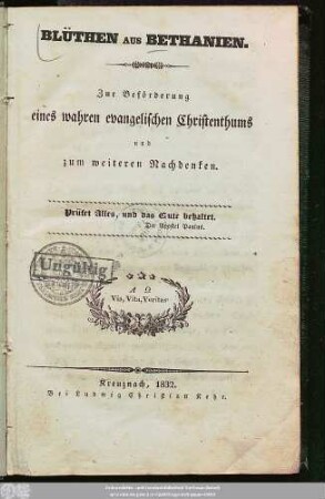 [2]: Blüthen aus Bethanien : Zur Beförderung eines wahren evangelischen Christenthums ...
