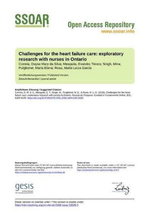 Challenges for the heart failure care: exploratory research with nurses in Ontario