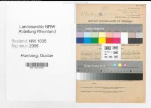 Entnazifizierung Gustav Homberg , geb. 16.05.1882 (Materialverwalter)