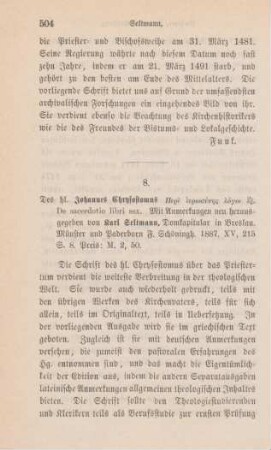 504-505 [Rezension] Johannes Chrysostomus, De sacerdotio libri sex