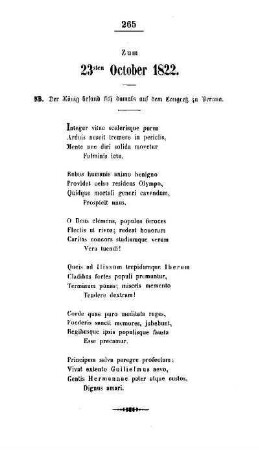 Zum 23sten October 1822
