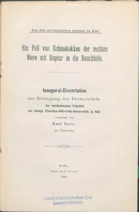 Ein Fall von Echinokokken der rechten Niere mit Ruptur in die Bauchhöle