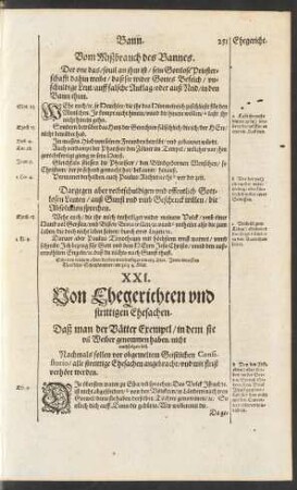 XXI. Von Ehegerichten und strittigen Ehesachen.