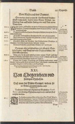 XXI. Von Ehegerichten und strittigen Ehesachen.