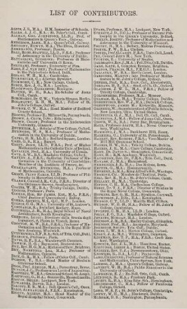 List of Contributors.