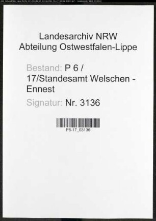 Sterberegister Standesamt Welschen-Ennest