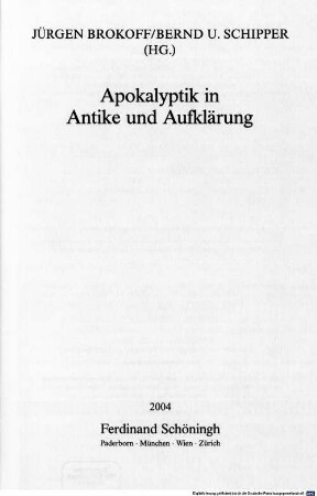 Apokalyptik in Antike und Aufklärung