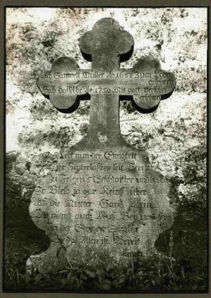 Friedhof. Grabkreuz Samuel Müller 1730