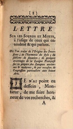 Lettre sur les sourds et muets