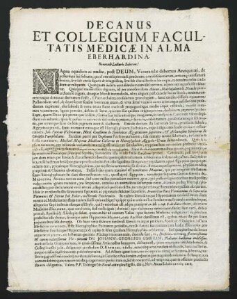 Decanus Et Collegium Facultatis Medicae...