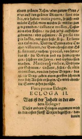 Ecloga II. Was ist der Inhalt in der andern Ecloga?