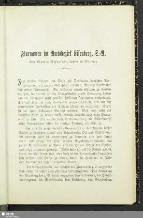 Flurnamen im Amtsbezirk Eisenberg, S.-A.