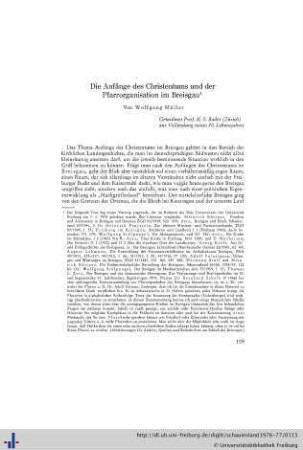 Die Anfänge des Christentums und der Pfarrorganisation im Breisgau.