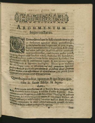 Argumentum huius tractatus.