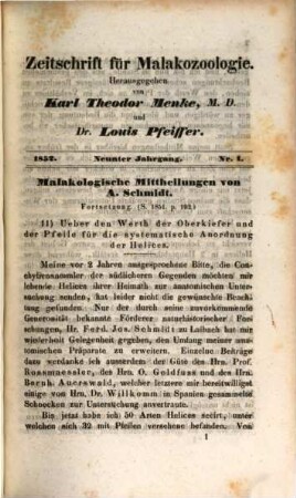 Zeitschrift für Malakozoologie. 9. 1852 (1853)