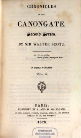 Chronicles of the Canongate : second series ; in three volumes, 2
