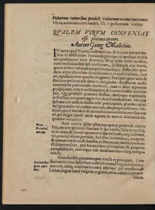 Qualem Virum Conveniat esse pharmacopoeum.
