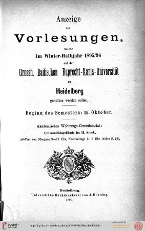 Wintersemester 1895/1896