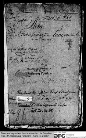 Etablissement (Kolonie) zu Langerwisch, Kr. Ostprignitz