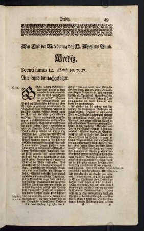 49-55, Am Fest der Belehrung deß heiligen Apostels Pauli