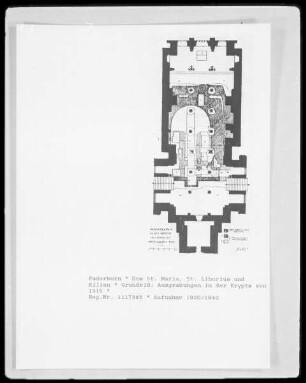 Der Dom in Paderborn: Grundriss der Ausgrabungen in der Krypta von 1915