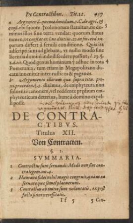 De Contractibus. Titulus XII. Von Contracten.