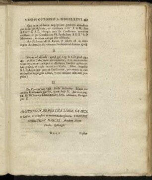 Aristotelis de Poetica Liber, Graece et Latine,...Theoph. Christoph. Harles.