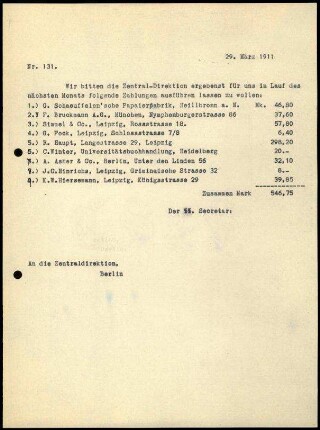Bericht des zweiten Sekretars an das General-Sekretariat