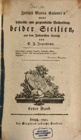 Joseph Maria Galanti's neue historische und geographische Beschreibung beider Sicilien, 1
