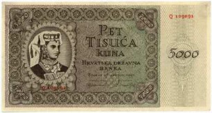 Geldschein, 5.000 Kuna, 15.7.1943