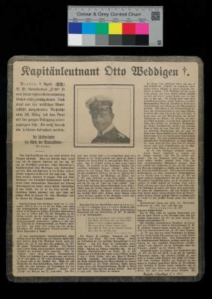 "Kapitänleutnant Weddigen tot"
