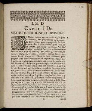 Caput I. De Metus Definitione Et Divisione.