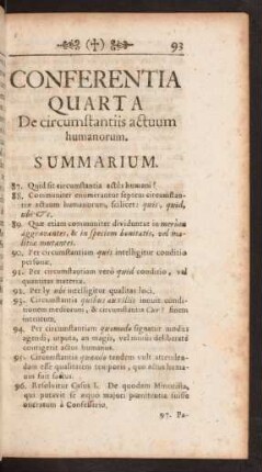 Conferentia Quarta. De circumstantiis actuum humanorum