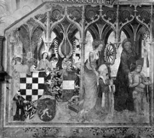 Die Stifter des Klosters Engelbert von Sponheim und seine Gemahlin Hadwiga von den Heiligen Katharina und Benedikt empfohlen