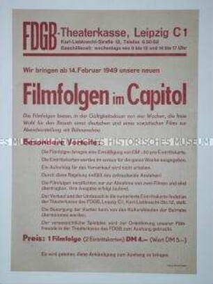 Maueranschlag mit Werbung für eine Kino-Abonnement