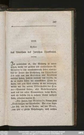 XVII. Ueber das Alterthum des Indischen Thierkreises.