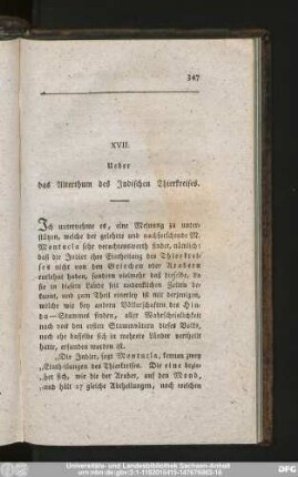XVII. Ueber das Alterthum des Indischen Thierkreises.